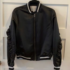 Rachel Roy ruffed jacket. Black with silver trim.